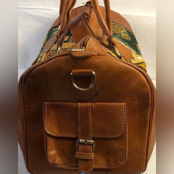 Kilim Brown carpet Bag Weekender brown, Green and Gold - Picture 3 of 4